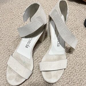 Pedro Garcia Cream Textured Heels